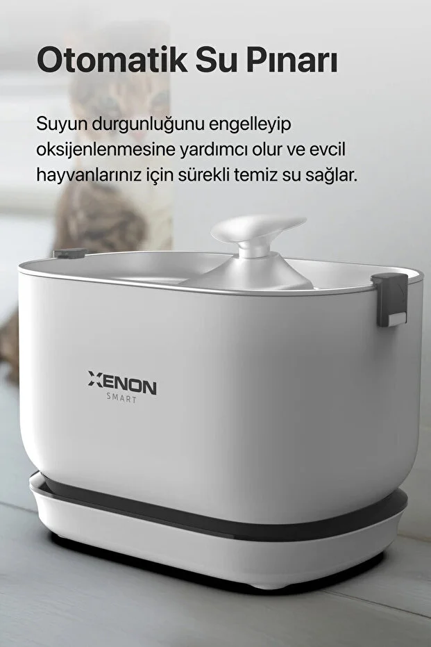  Kedi Su Pınarı | Çelik, Kablosuz, Sensörlü, 5200mAh, 2.5Lt, Su Çeşmesi (X8652)
